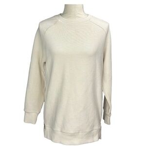 Varley Ribbed Cream Sweater Pullover Sweatshirt with Zipper Accents